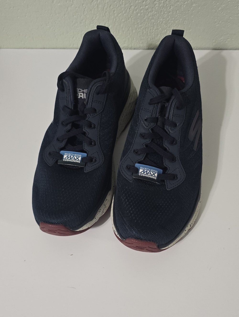 Skechers Men’s Navy Athletic Sneakers with Maroon Accents